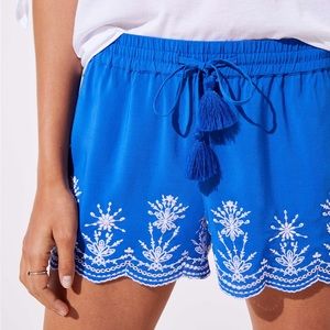 Loft Scalloped Embroidered Tassel Drawstring Short